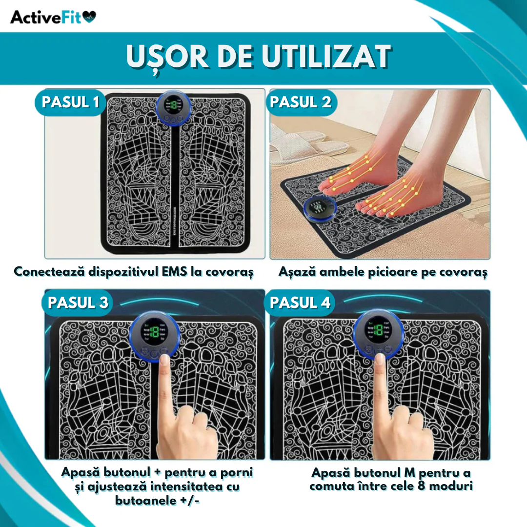 Masațiator pentru picioare EMS Activefit® + Șosete anti-varice (GRATUITE)